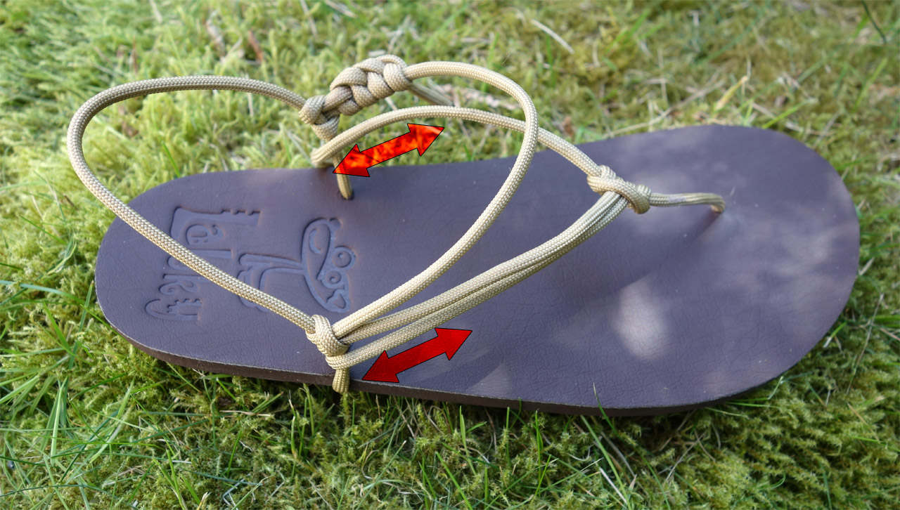 Nastavenie paracordu barefoot sandálov