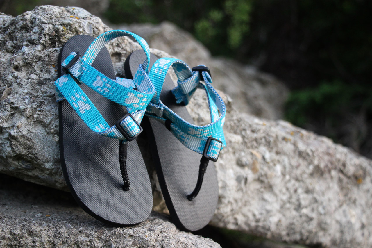 Detské barefoot sandále Labky, modrý popruh