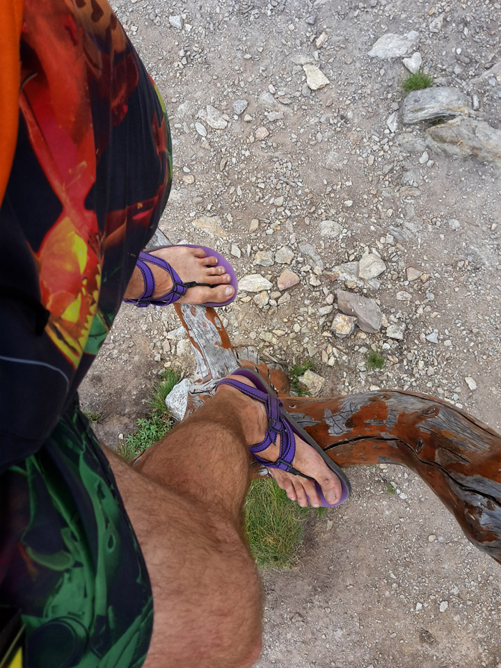 Homemade sandále Labky na turistike