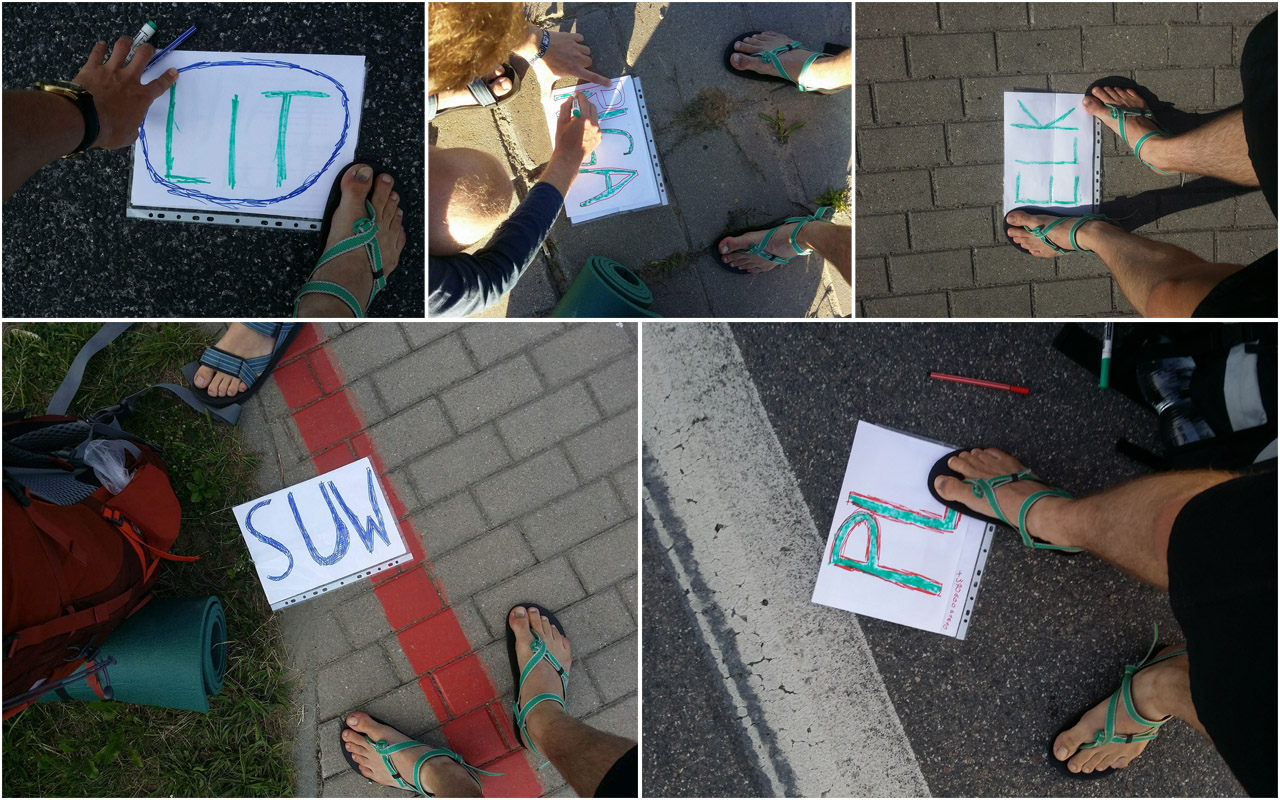 Ručne vyrábané sandále pri stopovaní Pobaltím